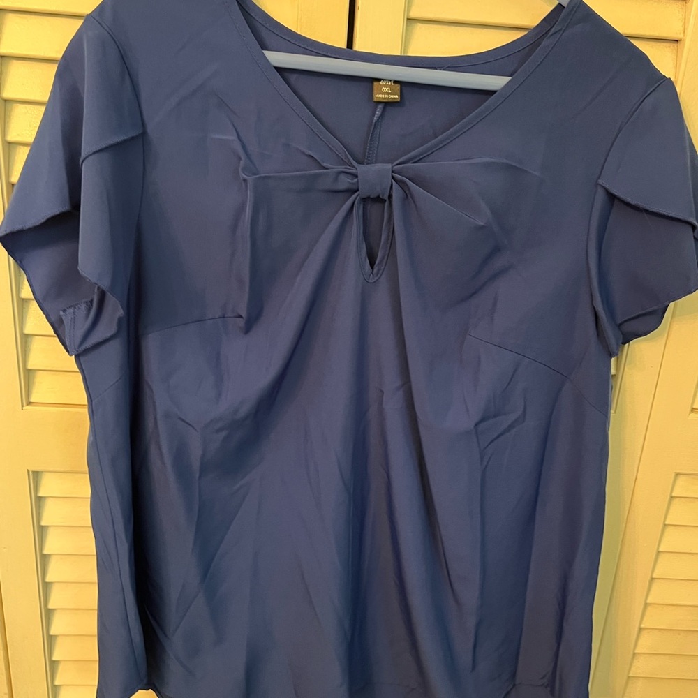 SHEIN Deep Blue Blouse with Front Bow